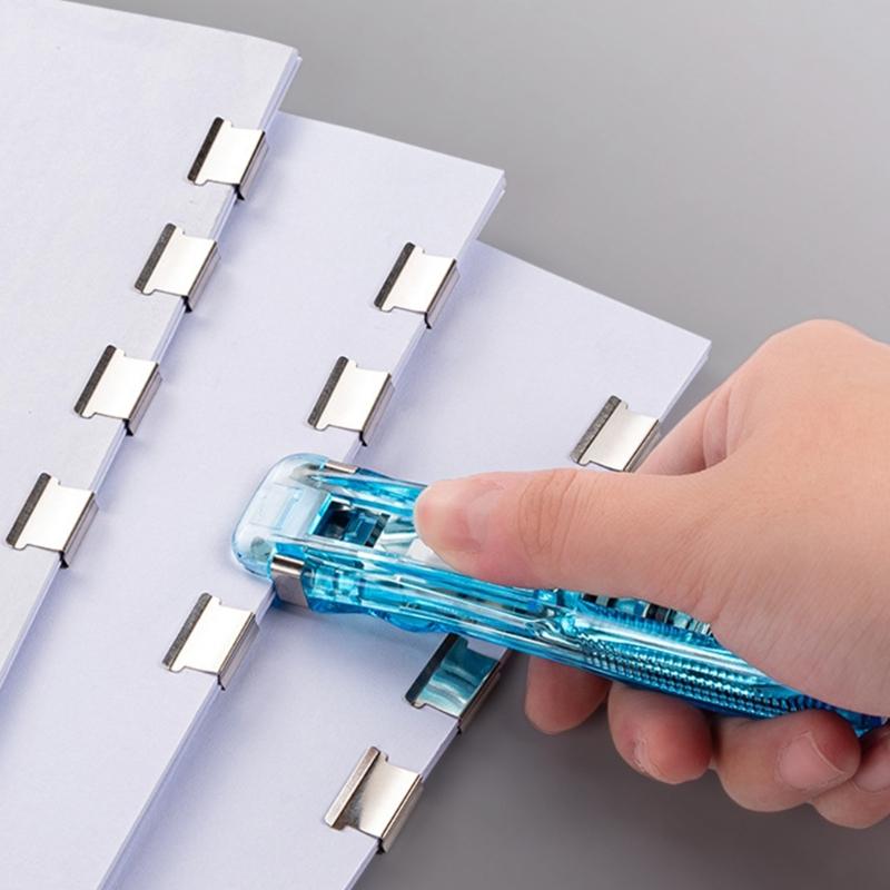 Manual Plastic Paper Clamp Dispenser with 8 Metal File Cllip Refills For Efficient Paper Archival Document Management