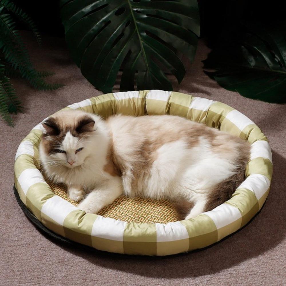 Round Cat Cooling Mat Cartoon Pattern Breathable Dog Sleeping Bed Wear Resistant Thickened Sponge Pet Ice Mat Summer