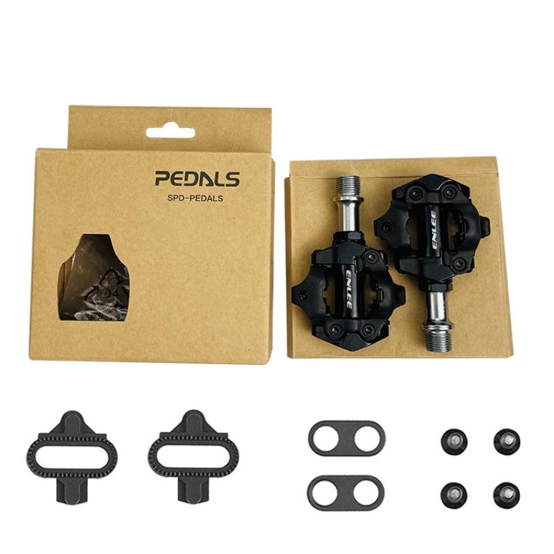 Mountain Bike Pedals with Cleats Self-Locking Pedals Clipless SPD System DU+Bearings Pedals with Locking Plate