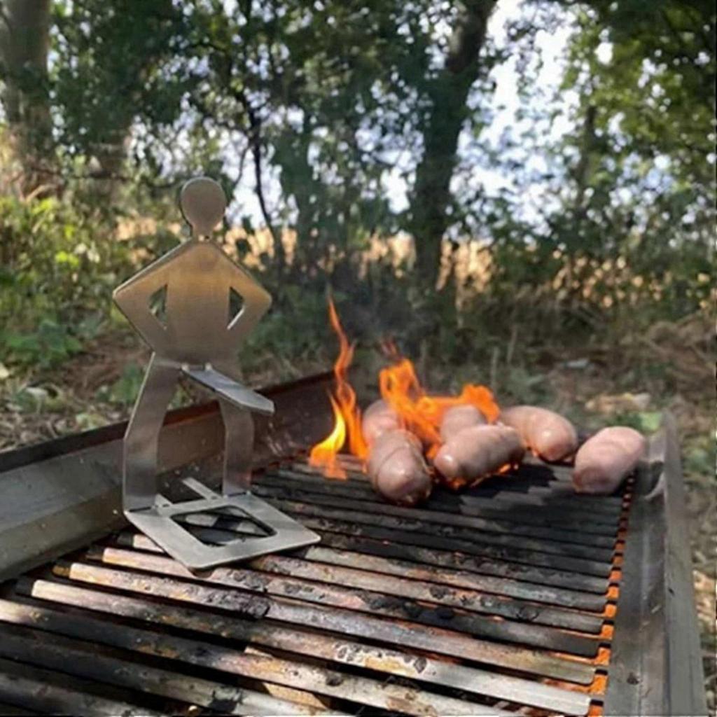 4pcs Funny BBQ Accessories Hot Dog Sausage Stand Holder Portable Barbecue Rack Stainless Steel Roaster Rack Stand 20.5 X 7.5cm