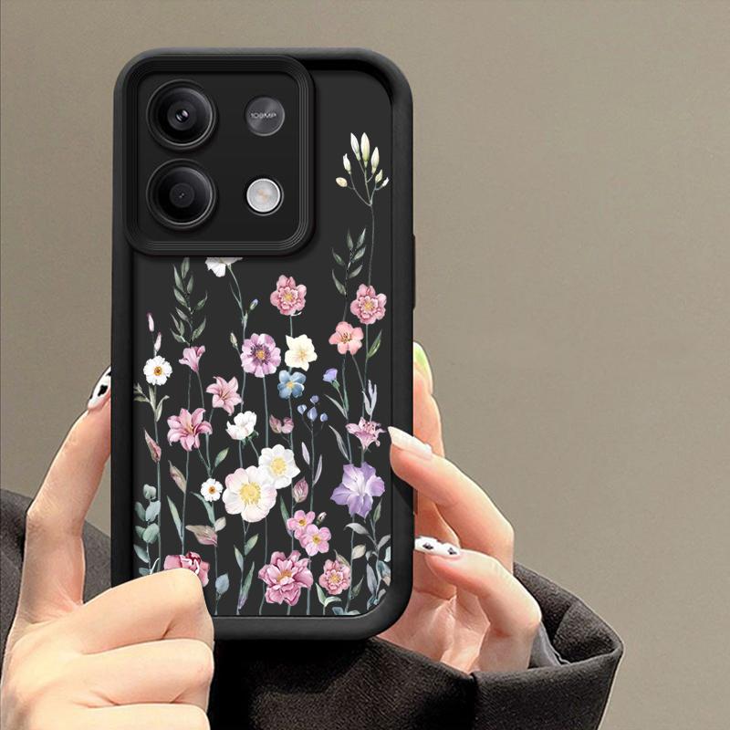 Barevný květinový vzor měkké matné pouzdro na telefon pro Xiaomi 14T 13T Poco F6 X6 Pro Redmi Note 14 Pro 13 12 11 10 TPU nárazuvzdorný kryt objektivu