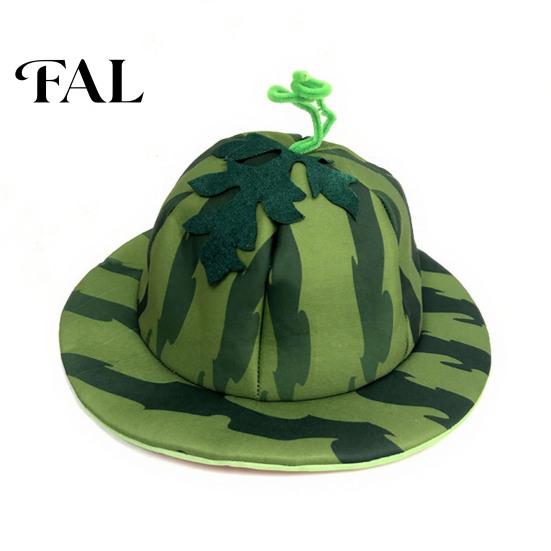 Kreativ Vattenmelonmönstrad Hatt Festmössa, Bredbrättad Solskyddshatt för Kostymfester, Leksam Sommarstrandhatt Lättviktig Elastisk Unisex Huvudbonad