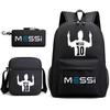 Football Star Print Youth Primary And Secondary School Students Schoolbag Three-Piece Set Men'S And Women'S Backpack
