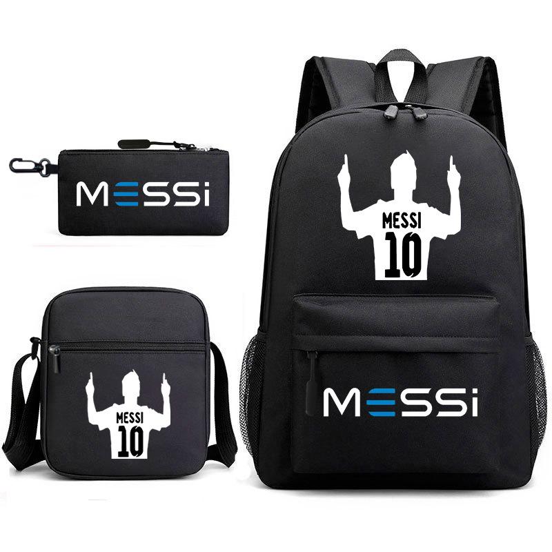 Football Star Print Youth Primary And Secondary School Students Schoolbag Three-Piece Set Men'S And Women'S Backpack