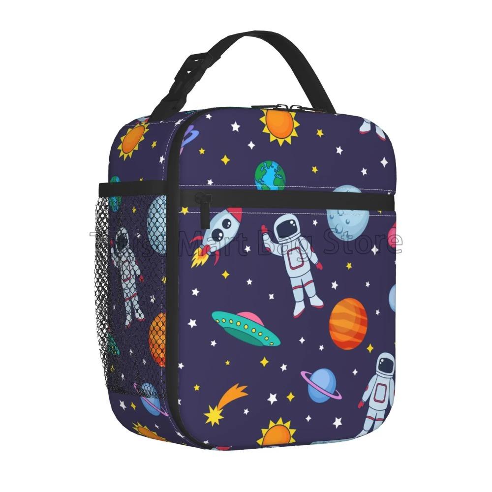 Space Planet Insulated Lunch Bag for Kids Solar System Lunch Box Universe Galaxy Cooler Bento Bag for School Travel Picnic Beach