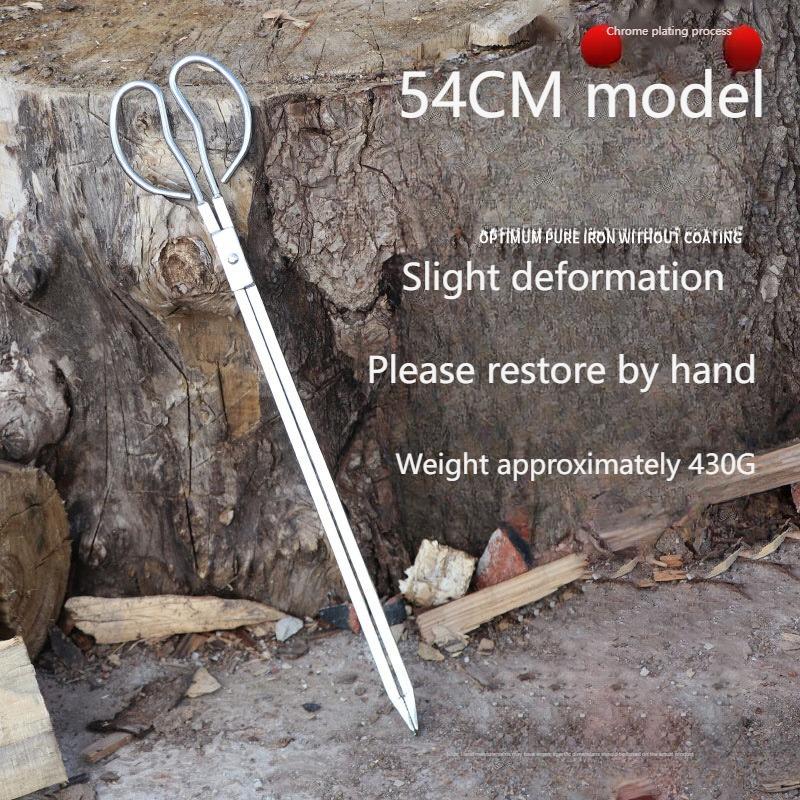 Forged Stainless Iron Multi-Purpose Tongs - Heavy-Duty Fireplace Tongs, BBQ Grill Clamp&Household Garbage Picker with Flat Head