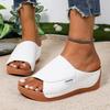 Large Size Platform Casual Slippers Women's Shoes 2025 New Wide Strip Simple and Fashionable Fish Mouth Wedge Slippers