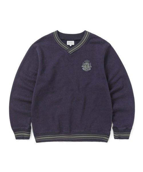 ThisisneVerthat V Neck Emblem Sweatshirt Dark Purple S