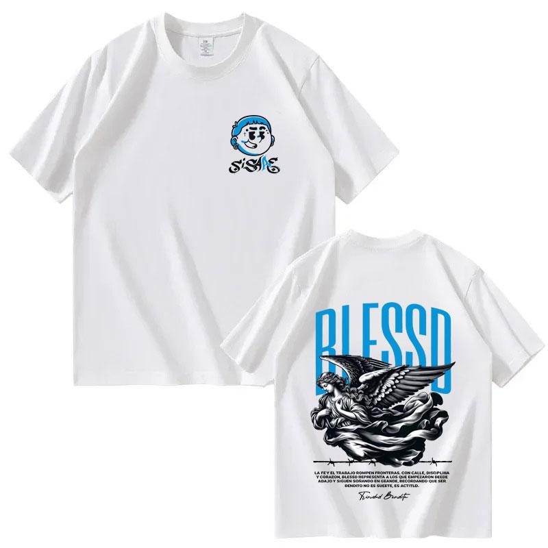 Hip Hop Rapper Bless Harajuku Graphics Unisexs And Unisexs Sporty Casual Tshirt Fashion Summer Print 100 Pure Cotton Tshirt