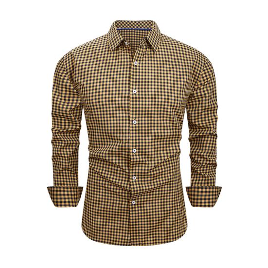 Heren Geruite Button-Down Shirt Lange Mouw Kraag Formeel Shirt Slim Fit Casual Shirt voor Kantoor Prom Feest Date