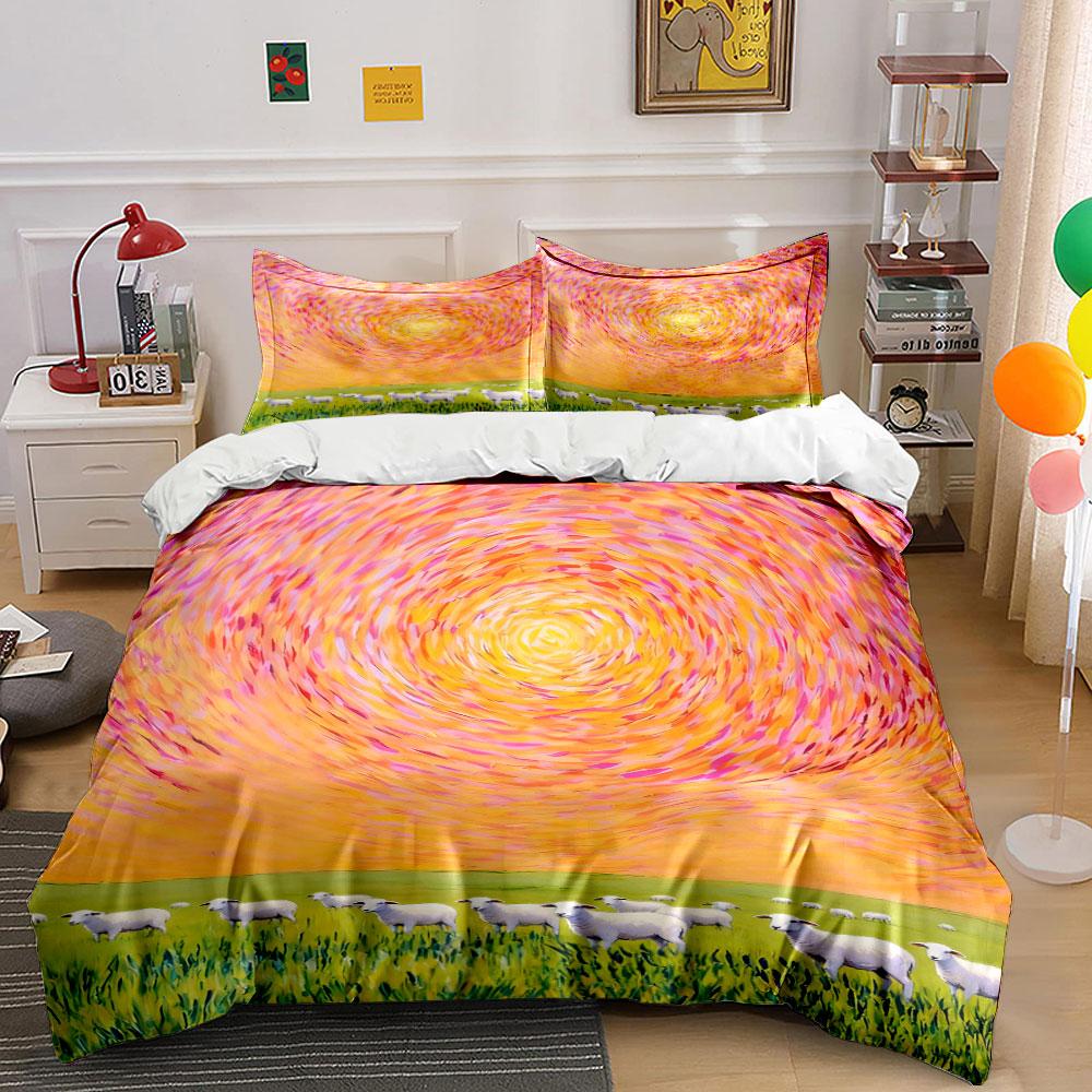 

Swirling sunset with sheep. Bedding sets Duvet cover sets Duvet covers Pillowcases(1 * Duvet Cover 2 * Pillowcases without duvet insert) 135x200cm