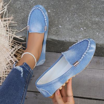 Fashion New Women's Casual Canvas Sneakers Spring Autumn Flat Loafers Fashion Non-slip Soft Round-toe Denim Flat Shoes Plus Size 43