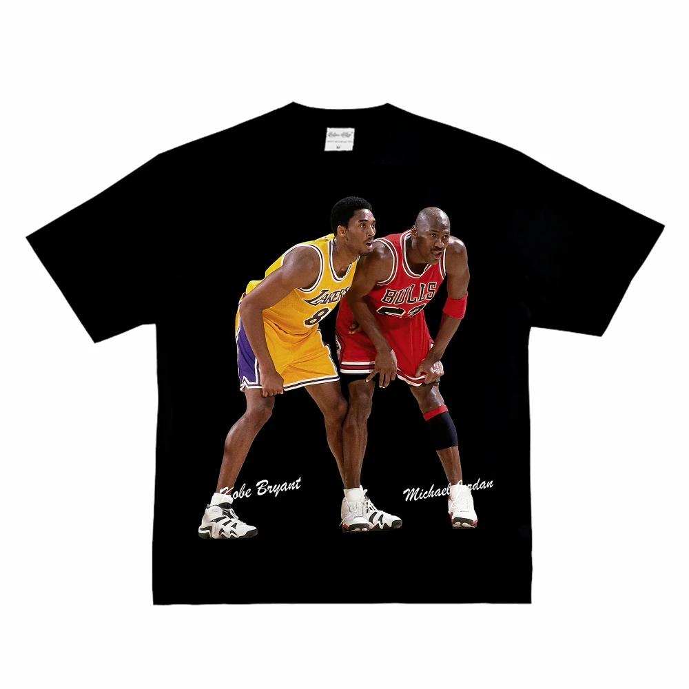 Fashion Men Women's T-shirt Basketball Star American Big Head Print Short Sleeve Cotton T-Shirt Loose Street Wear Tops Clothing