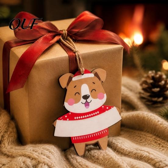 DIY Holiday Hanging Decorations Christmas Wooden Ornament, Cute Bear Gingerbread Gnome Cat Dog Personalized Winter Gifts for Tree, Party Home