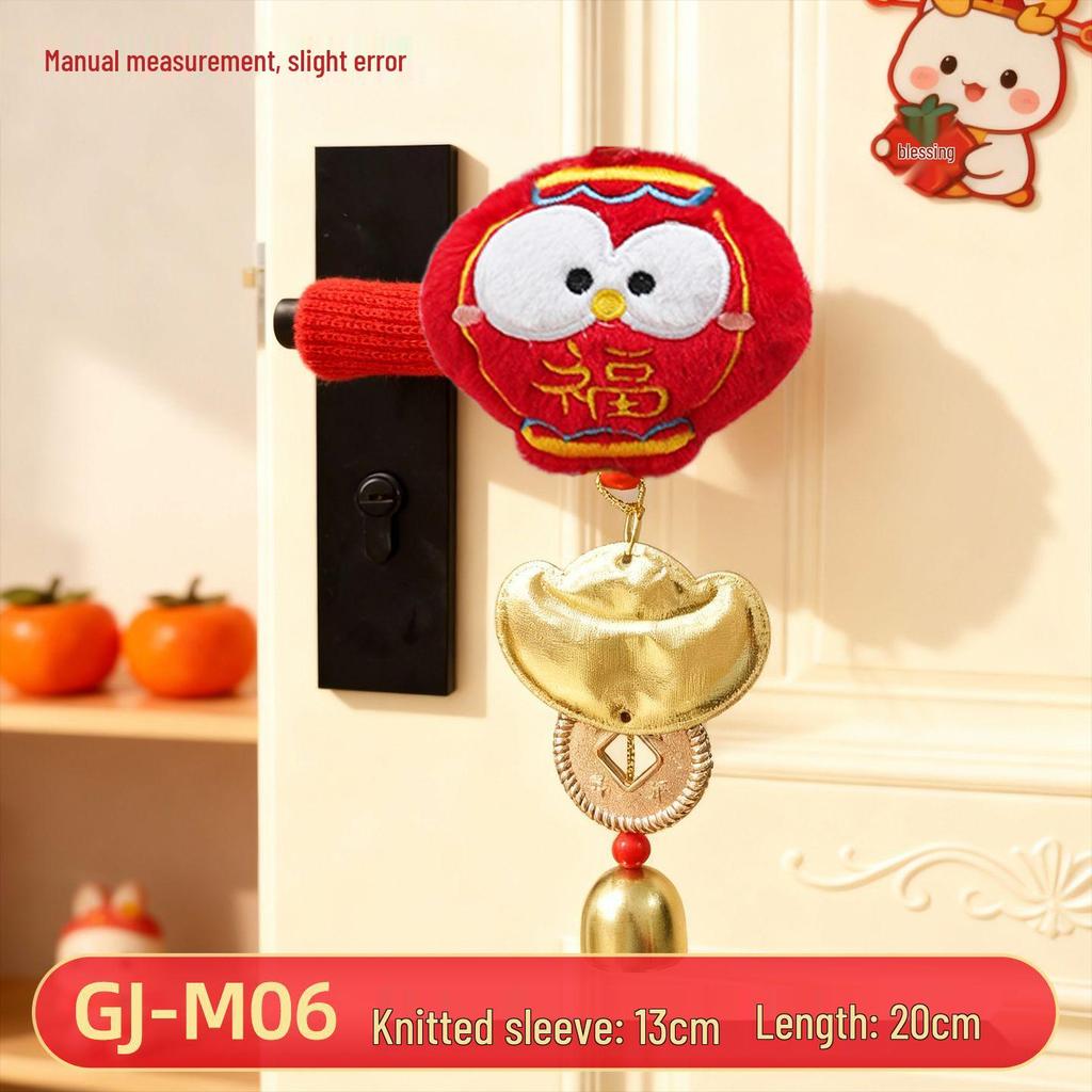 New Year Winter Plush Door Handle Cover: Anti-freeze, Anti-static, Warm Horse Design