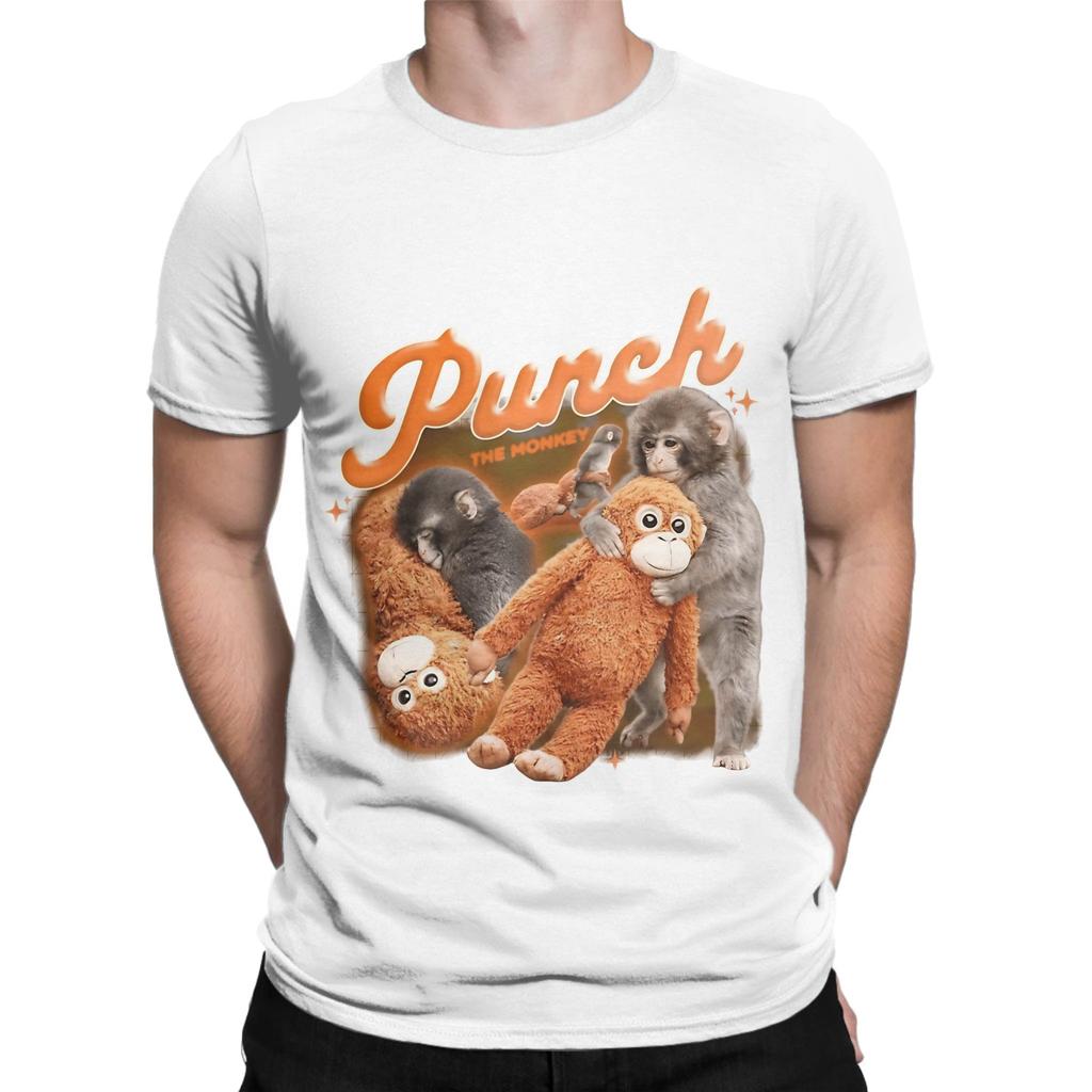 Punch Monkey Graphic Funny 100 Cotton TShirt Bib Punch The Monkey Tops Tees For Unisex