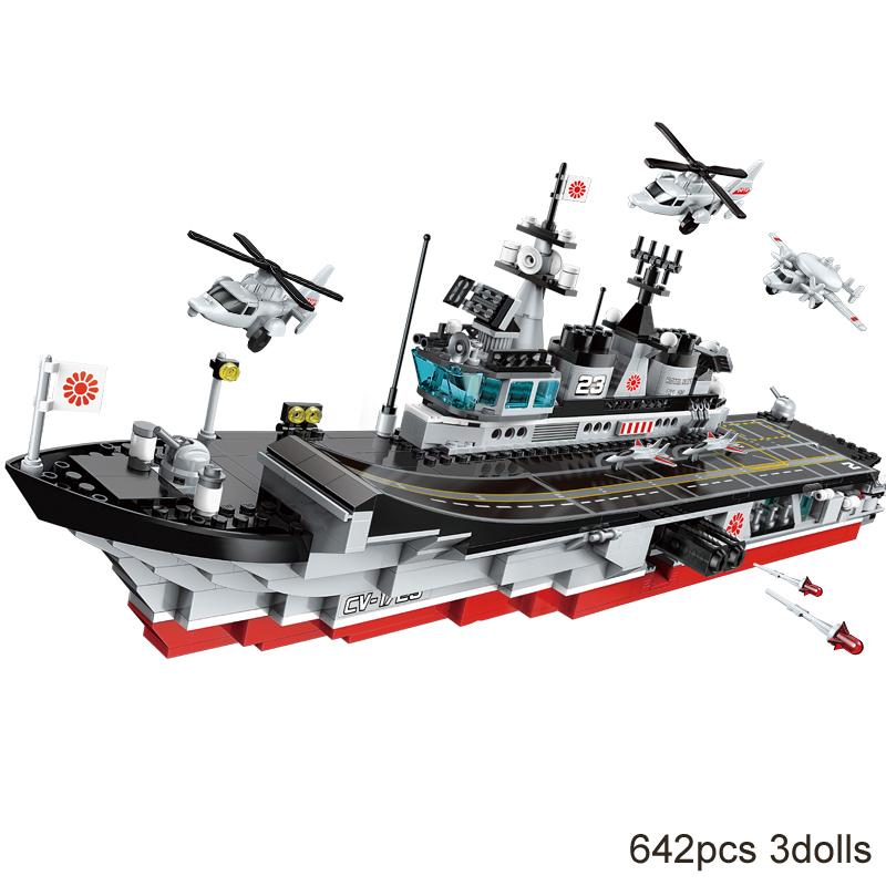 Building Block Battle Army Navy Force Aircraft Marines Carrier Battle Group Educational Bricks Toy Boy Gift