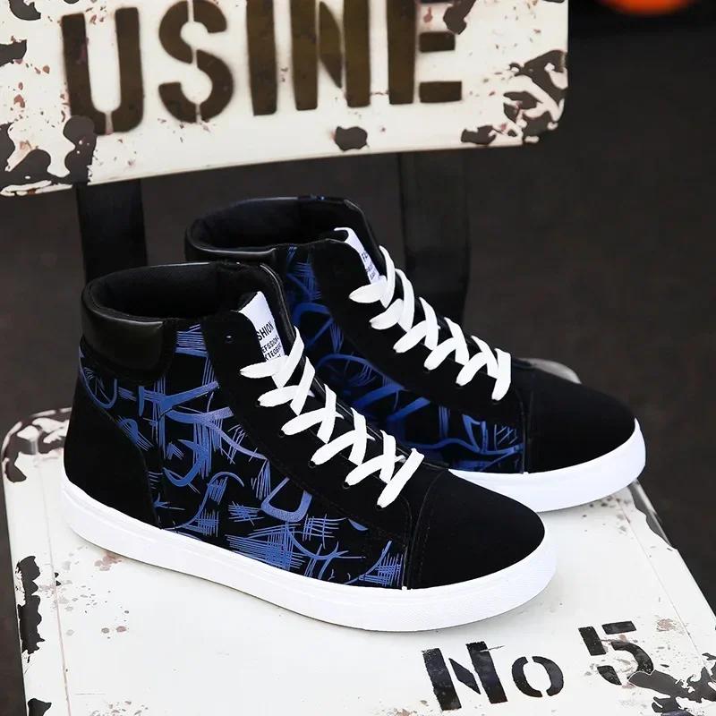 Fashion High Top Canvas Shoes for Men Fashion Platform Sneakers Spring Winter Male Casual Vulcanized Shoes Student Tenis Masculino