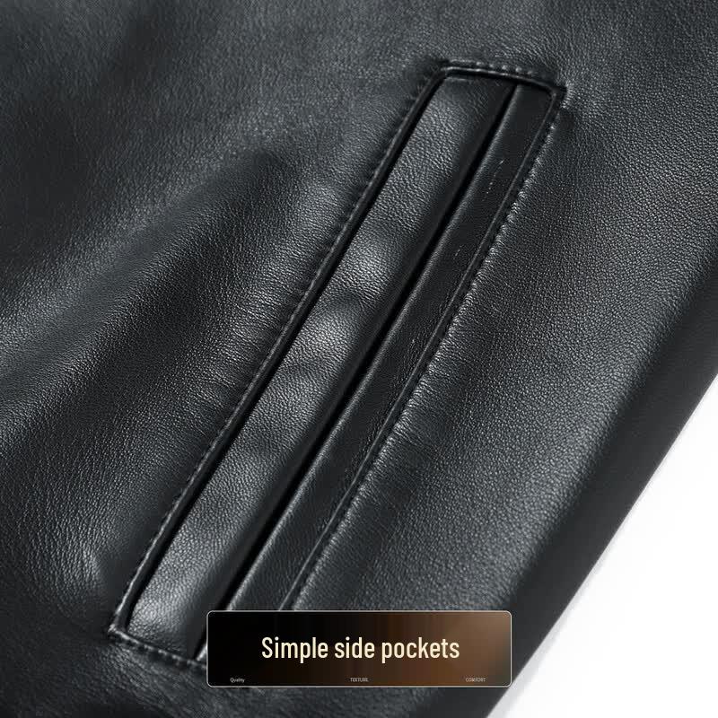 Men's Genuine Sheepskin Lapel Leather Jacket