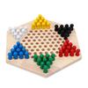 Chinese Checkers Board Game Set 6 Color Pegs Eductaional Wooden Game Board for Adults Kids Logic Training