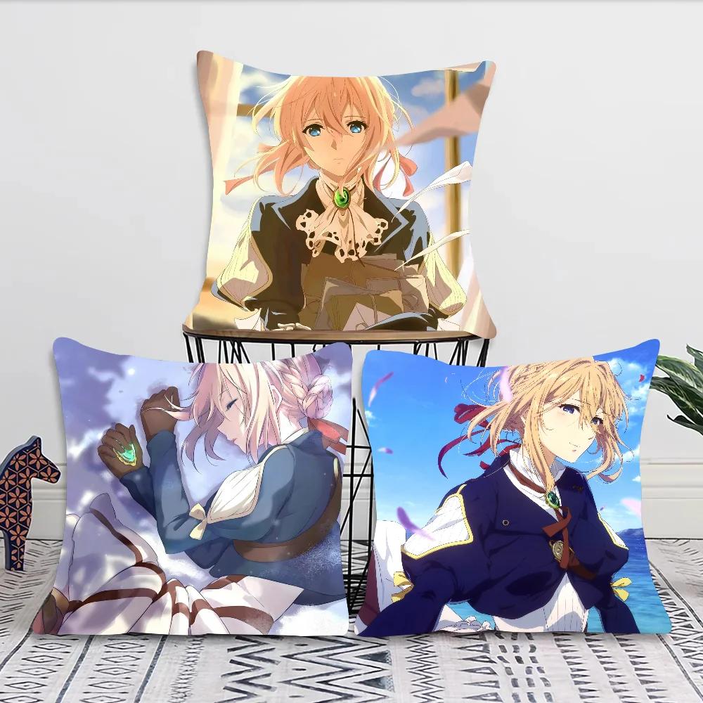 Violet Eternal Garden Animated Movie Pillow Case Square Pillow Bedroom Sofa Leisure Comfort CushionCarLivingRoom Home Decoration