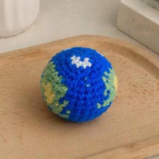 Thickened Metal Ring Crochet Ball Charm Pendant Necklace Plush 1 Pc