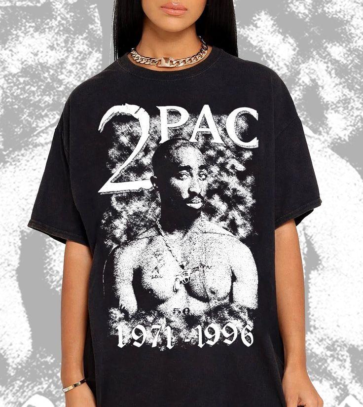 Retro Tupac 1971 1996 Short Sleeve Black T Shirt All Size AHN01135 M