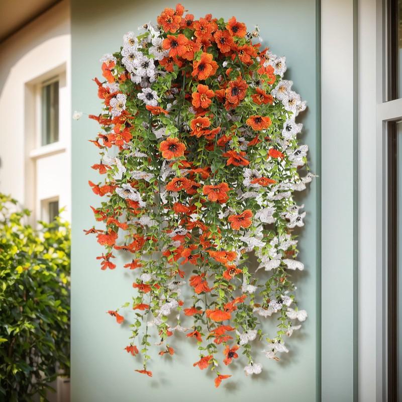 2Pcs Plastic Eucalyptus Fake Plant Decor Daisy Artificial Flowers Hanging Vines For Wedding Arch Home Garden Wall Decoration