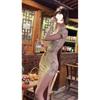 Cheongsam Shortsleeved Dress Women's Summer Pure Desire Sexy Tight Hipwrapped Split Midlength Dress