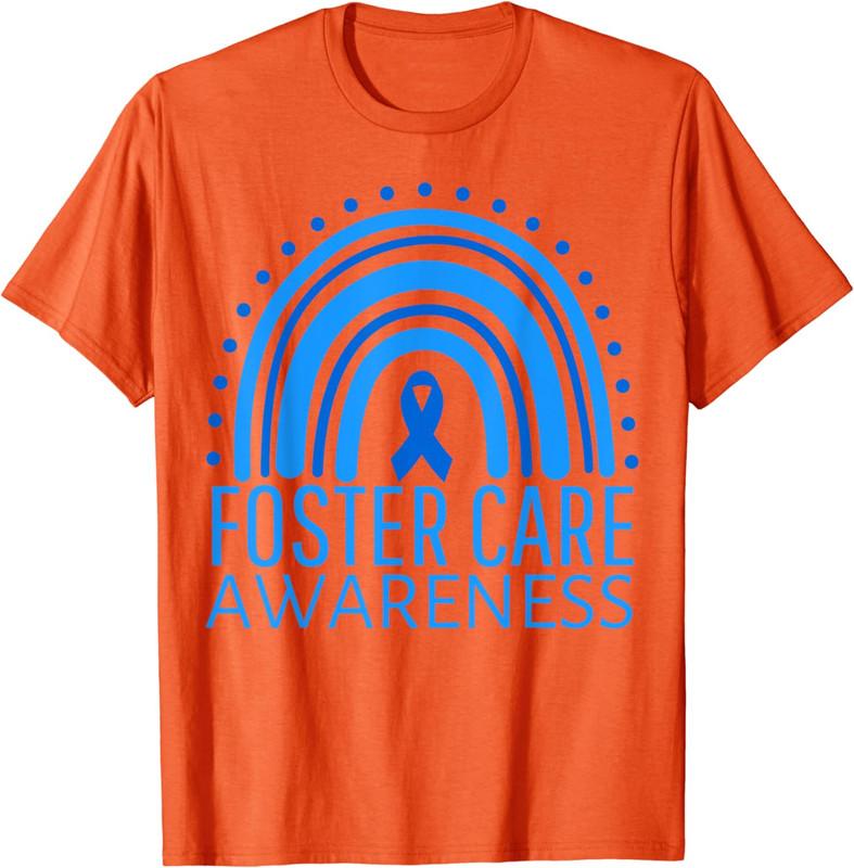 

Foster Care Awareness Month Rainbow Ribbon Blue TShirt Woman Man Summer Fashion Cotton Graphic T Shirts Streetwear Tops Tee S