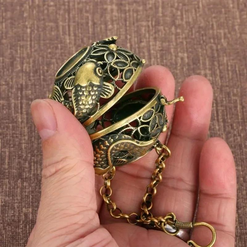 Incense Burner Car Home Pendant Hollow Brass Sachet Ball Antique Fragrance Ball with Hollowed Home