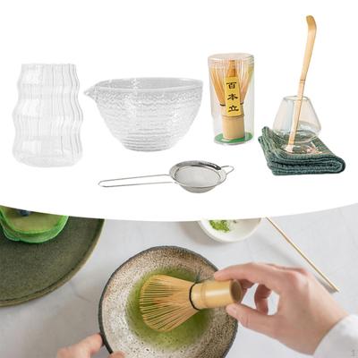 7x Ensemble de Thé Matcha Cérémonial Accessoires de Cérémonie Tamis et Cuillère à Thé Traditionnel pour