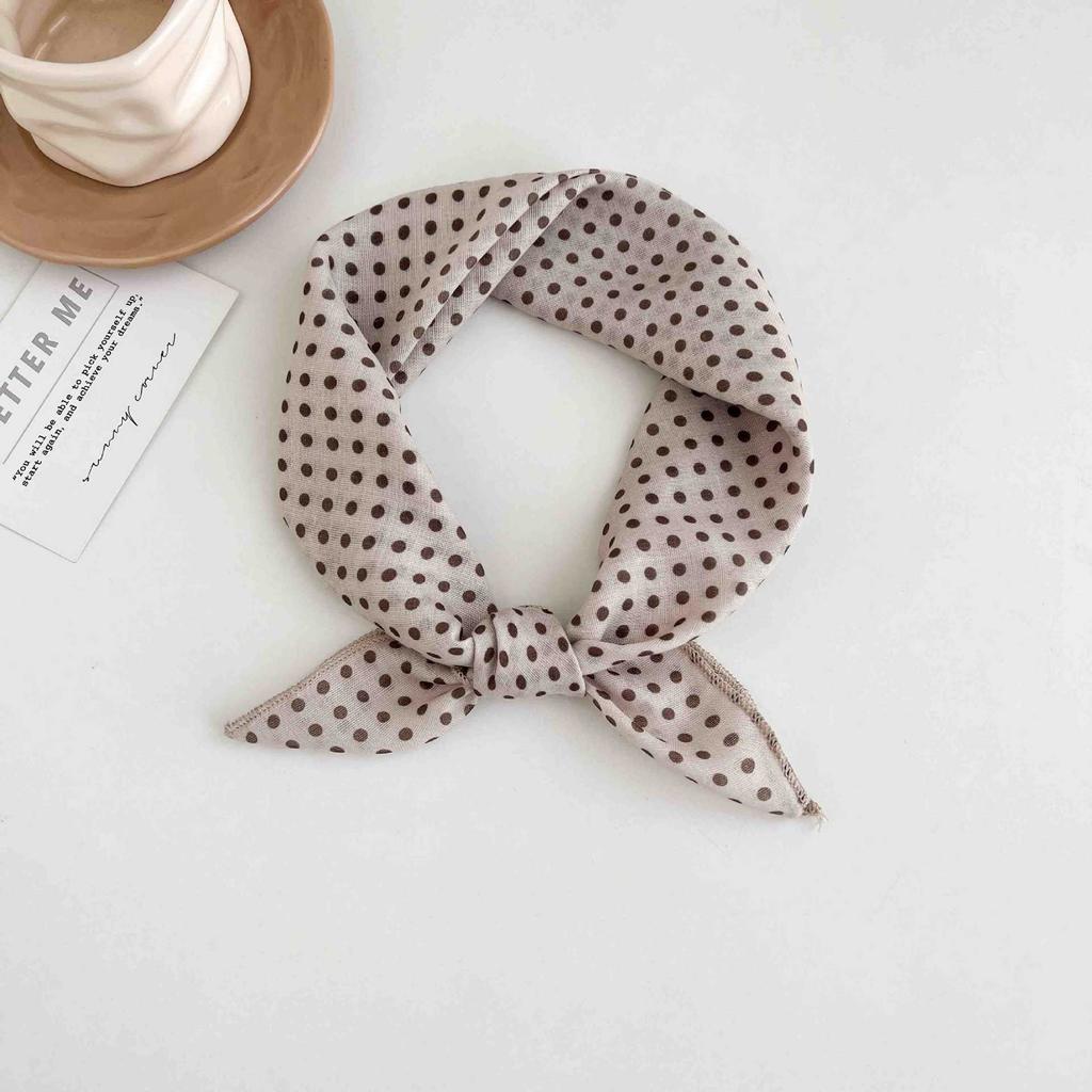 [18 cotton and linen] French high-end bag head small square scarf women's seaside photo silk scarf spring and autumn decorative versatile scarf