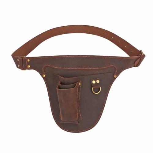 TOURBON Gardening Pouch, Backpack, Waist Bag, Gardening Supplies, Tool Pouch, Florist, Scissor Bag, Leather (Brown)
