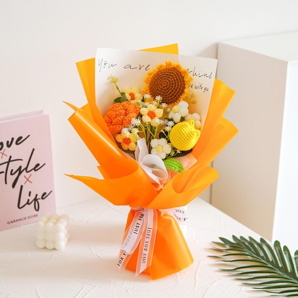 Handmade Gift Bouquet Roses Knitted Artificial Flowers New Knitted  Bouquets  Mother's Day