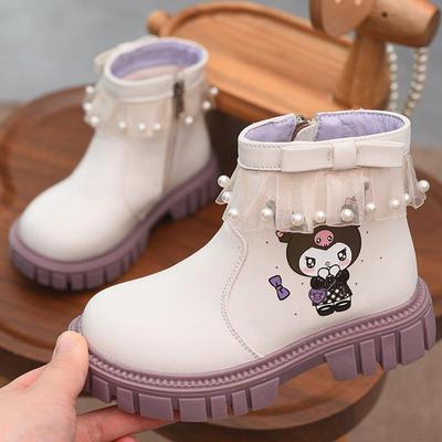 Botas de Invierno para Niñas con Forro Polar de Dibujos Animados de Princesas - Botines Cortos de Nuevo Estilo 2025