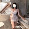 Underwear lace hollow deep V hip skirt sexy perspective mesh floral suspender nightdress