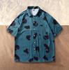 Men's Hip Hop Retro Cat Print Short Sleeve Shirt
