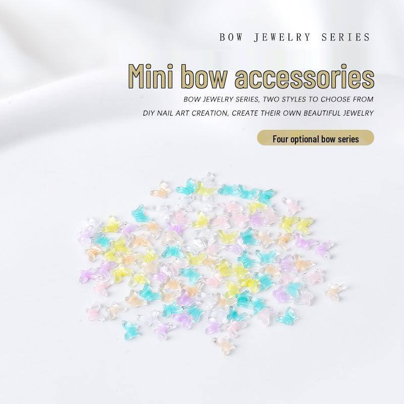 Set of 100 Colorful Mini Resin Bow Tie Nail Art Decorations