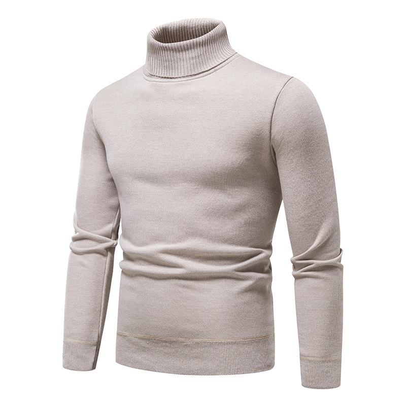 Men s Korean Style Slim Fit High Neck Wool Sweater - Autumn/Winter Velvet Thickened Knitwear 2XL
