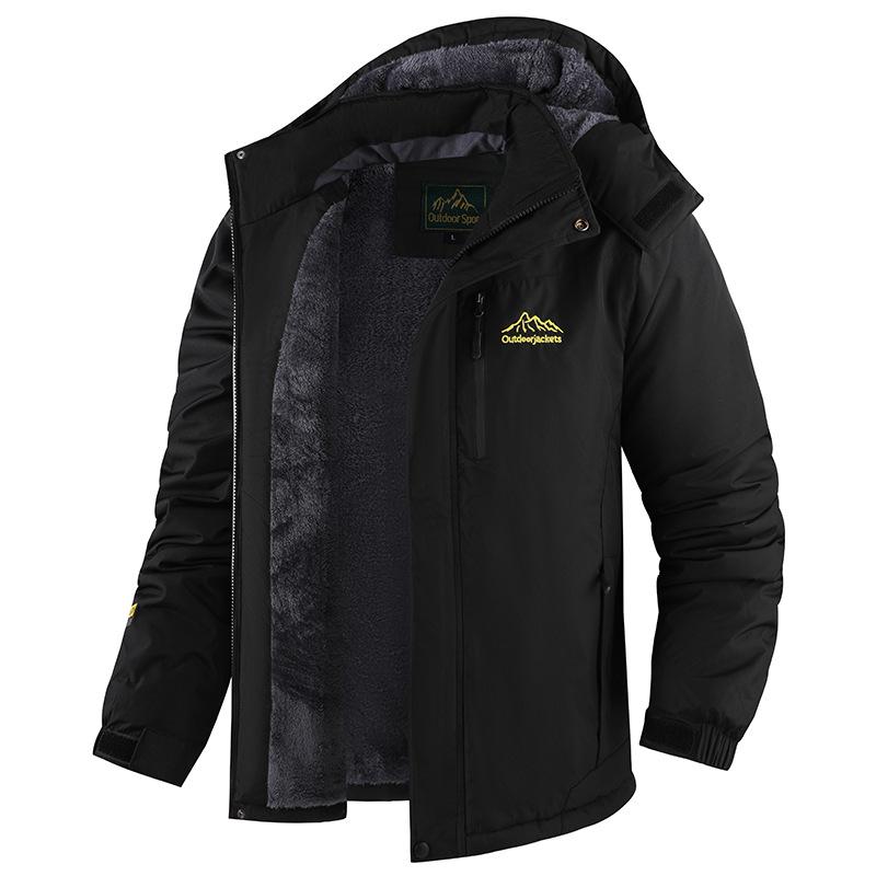 Plus Size Men's Winter Down Jacket - Fleece Lined, Windproof, Warm, Suitable for Fishing, Mountaineering, Cycling, and Other Outdoor Activities.