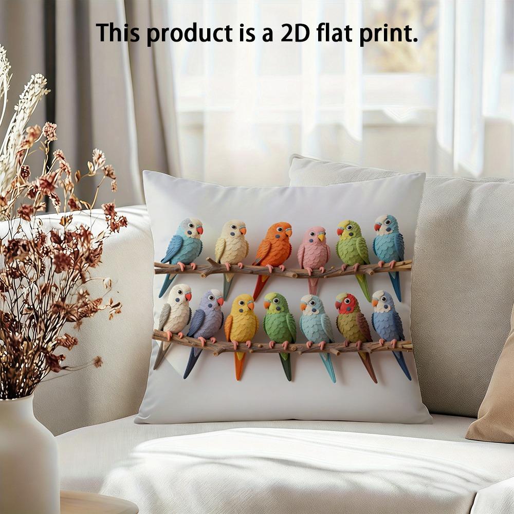 

1 piece, colorful parrot pattern 2D flat print pillowcase 40x40cm/16x16inch