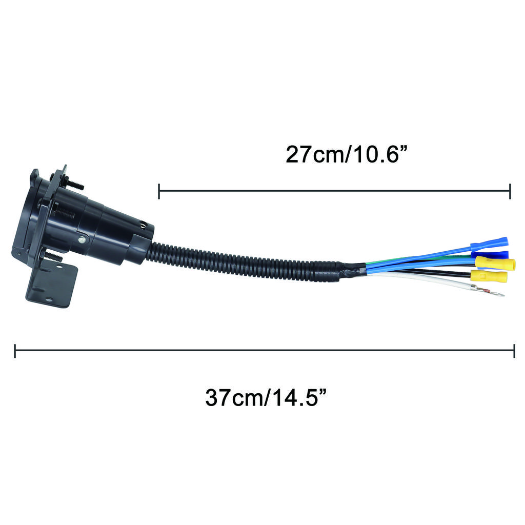 Universal Accessories 7 Pin 7 Way RV-Style Blade Trailer Connector Socket Wiring Harness Mounting Bracket Truck Wire Connector