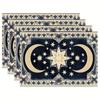 4/6pcs Set Traditional Ramadan Crescent Moon and Stars Navy Blue and Beige Pattern Placemats, Seasonal Daily Holiday Decoration, Suitable for Home