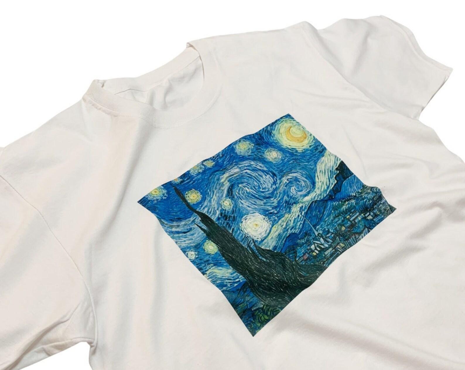Vincent Van Gogh Starry Night T-Shirt Minimalist Graphic Print S