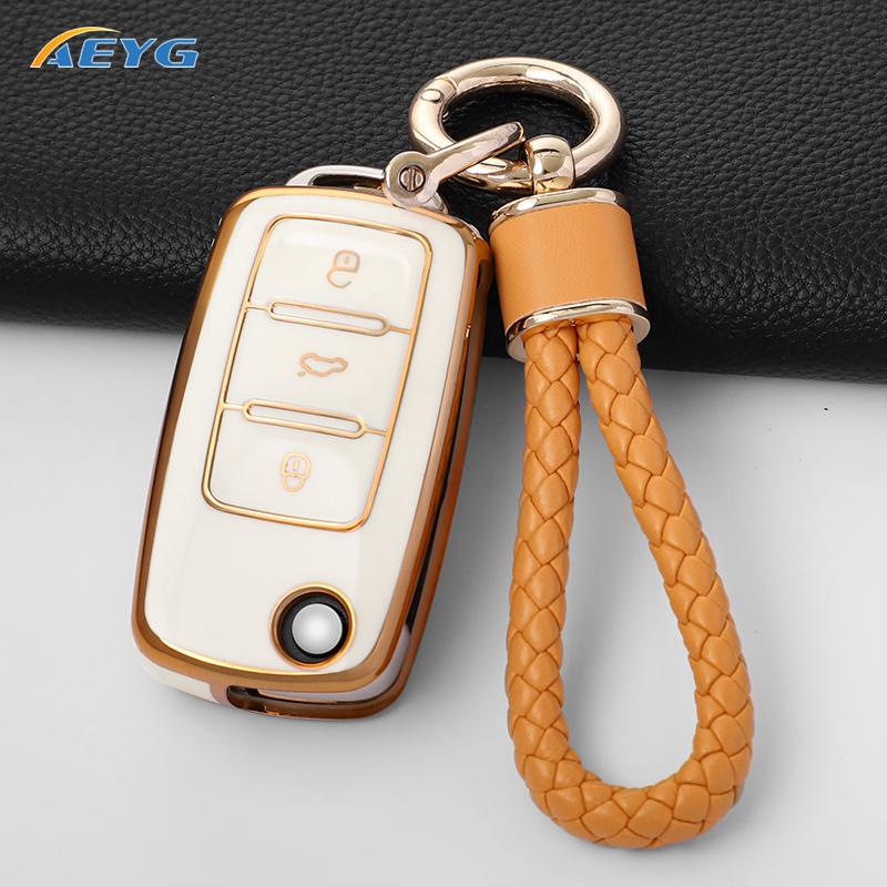Autoschlüsselhülle für Volkswagen VW Polo Golf Passat Tiguan Beetle Caddy T5 Up Eos Skoda Octavia Seat Leon Altea