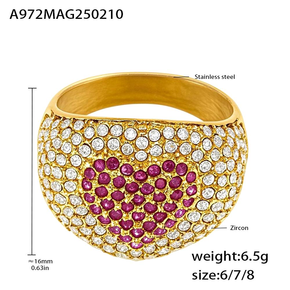 Shiny Zircon Rings In Stainless Steel With Color Cubic Zirconia For Women 18k Gold Plated Women's Ring Luxury Woman Jewelry