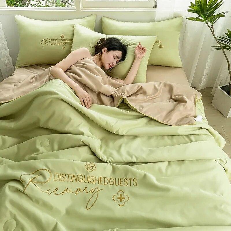 Summer Ice Silk Summer Cool Quilt Set of Four, Machine Washable, Water Washable, Breathable In Summer