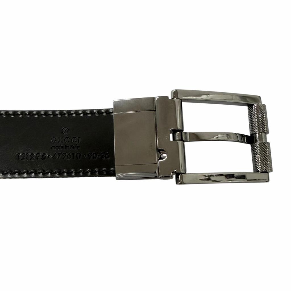 Great GUCCI belt Silver pin buckle beige leather mens Used
