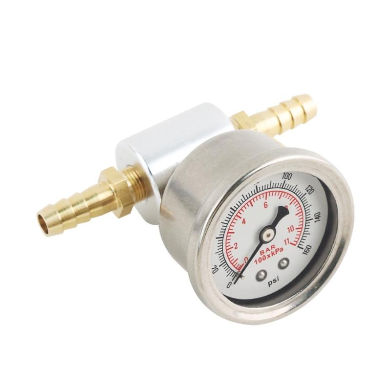 Universal 1/8Npt Fuel Pressure Gauge Liquid Filled Polished-Case 0-160Psi And Adaptor Kit For Car Fuel Injection Systems